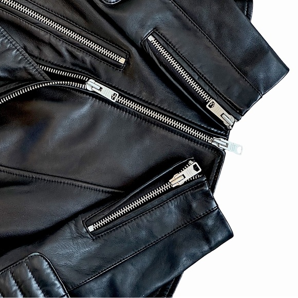 All Saints Black Leather Motorcycle US 6 Medium - Picture 5 of 6